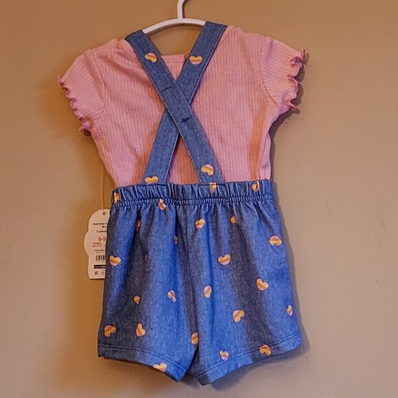 Wonder Nation Baby Girls Short Overall And Top Size 6-9 Months NWT - Picture 6 of 7